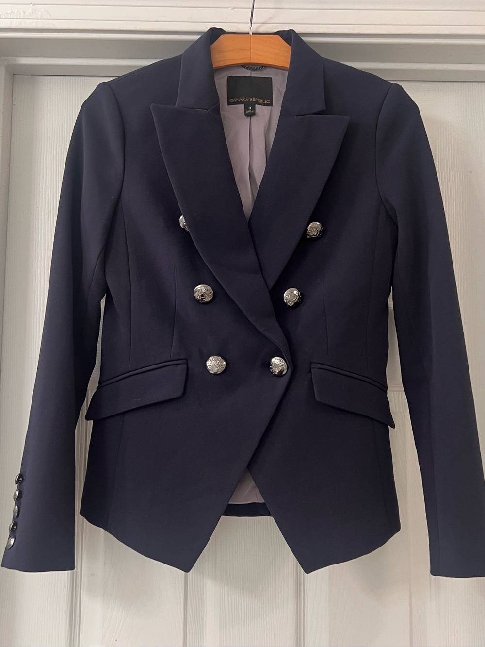 Banana Republic Women's Navy Double-Breasted Military-Style Blazer Classy Sz 0